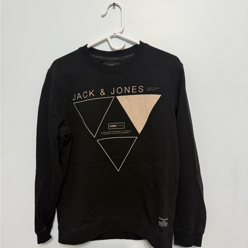 Jack & Jones Black and Tan Crewneck Sweater